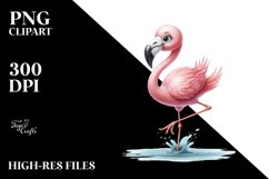 Funny Flamingo Watercolor Clipart Product Image 1