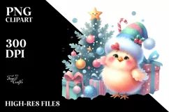 Angry Chicken with Christmas Decorations PNG Product Image 2