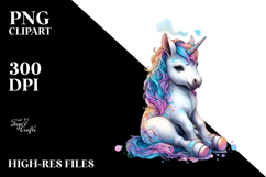 Colorful Baby Unicorn with Buenos Aires Street PNG Product Image 2