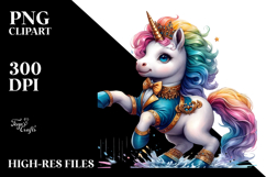 Colorful Baby Unicorn with Dance Hall PNG Product Image 2