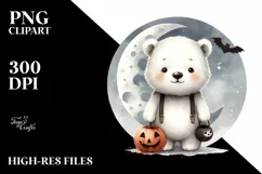 Cute Baby Polar Bear on Moon, Transparent PNG Product Image 3