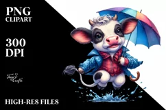 Cute Baby Cow Jumping PNG Product Image 1