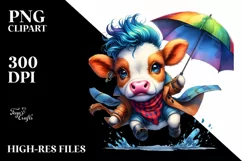 Cute Baby Cow Jumping PNG Product Image 3