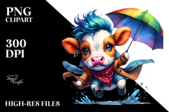 Cool Baby Cow Jumping PNG Product Image 2