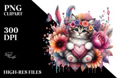 Boho Kitten Watercolor PNG Product Image 2