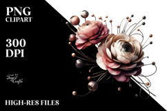 Watercolor Ranunculus Metallic Frame PNG Product Image 2