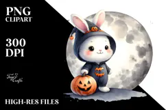 Watercolor Bunny on Moon, Transparent PNG Product Image 2