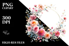 Colorful Abstract Pink Roses Frame PNG Product Image 2