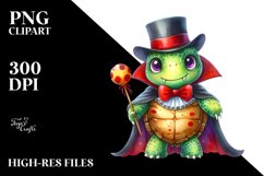 Colorful Turtle Dressed as Vampire Watercolor Art | Clipart Product Image 3