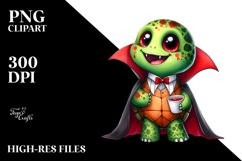 Colorful Turtle Dressed as Vampire Watercolor Art | Clipart Product Image 3