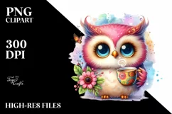 Funny Cute Owl Holding Pizza Slice Clipart Product Image 504