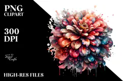 Colorful Zinnia Watercolor PNG Product Image 2