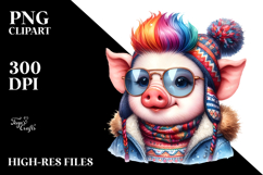 Happy Baby Pig Playing PNG Product Image 2