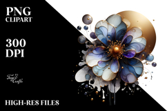 Abstract Glossy Pansy on Round Wood PNG Product Image 2