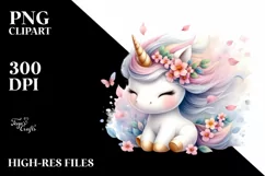 Watercolor Baby Unicorn Spring Poppy Product Image 1