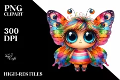 Colorful Watercolor Cute Baby Butterfly Dressed for Product Image 1