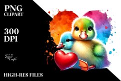 Watercolor Baby Duck with Big Heart PNG Product Image 2