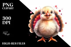Vibrant Watercolor Baby Turkey Product Image 1