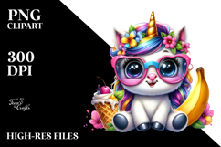 Whimsical Unicorn with Sunglasses PNG Product Image 2