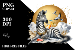 Watercolor Zebra with Beachwear Cocktail PNG Product Image 2
