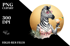 Watercolor Zebra with Beachwear Cocktail PNG Product Image 2