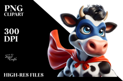 Exaggerated Holstein Cow Superhero PNG Product Image 2
