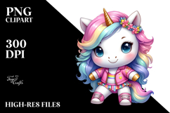 Colorful Baby Unicorn Cute Pastel PNG Product Image 2
