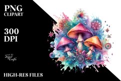 Magical Celestial Watercolor Mushroom Clipart Product Image 1