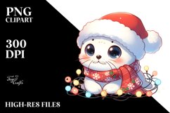 Adorable Baby Seal in Christmas Attire PNG Product Image 2