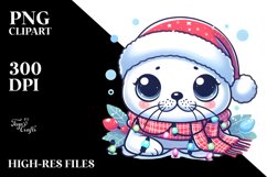 Adorable Baby Seal in Christmas Attire PNG Product Image 2
