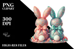 Vintage Bunnies Sitting PNG Product Image 2