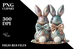Vintage Bunnies Sitting PNG Product Image 2