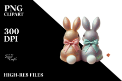 Vintage Bunnies Sitting PNG Product Image 2
