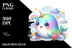 Colorful Baby Narwhal Smiling | Clipart Product Image 3