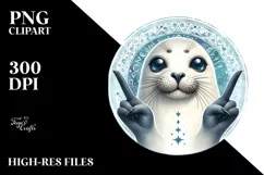 Funny Detailed Seal Watercolor Summer Sticker Clipart Product Image 1
