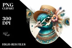 Detail Peacock Portrait Boho Vintage Diva | Clipart Product Image 1
