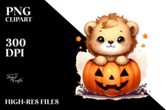 Halloween Lion with Pumpkin PNG Product Image 2