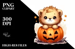 Halloween Lion with Pumpkin PNG Product Image 1