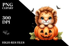 Baby Lion Popping Out of Halloween Pumpkin Product Image 2