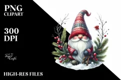 Detailed Winter Gnome Watercolor PNG Product Image 1
