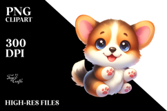 Cute Cartoon Pembroke Welsh Corgi with Big Eyes PNG Product Image 2