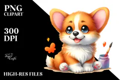 Cute Pembroke Welsh Corgi Snowdrop PNG Product Image 2