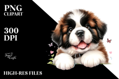 Happy Baby Saint Bernard with Big Eyes, Watercolor PNG Product Image 2