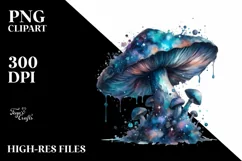 Detailed Glossy Mystical Celestial Mushroom PNG Product Image 3