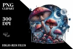 Detailed Glossy Mystical Celestial Mushroom PNG Product Image 3