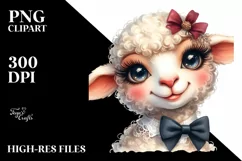Funny Detailed Lamb Watercolor Summer Sticker Clipart Product Image 1