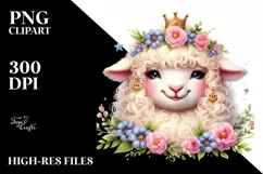 Funny Detailed Lamb Watercolor Summer Sticker Clipart Product Image 3