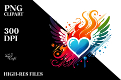 Colorful Heart with Wings PNG Product Image 2
