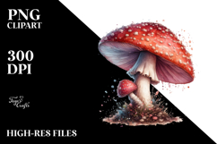 Detailed Watercolor Mushroom Splash PNG Product Image 2