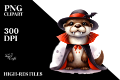 Funny Vampire Otter Baby Watercolor Clipart Product Image 2